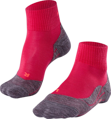 Falke tk5 short anti-blaar dun wol functioneel materiaal wandelsokken dames rood - maat 39-40 39 40