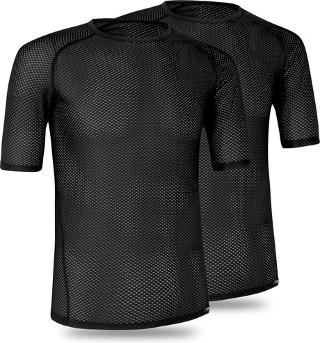 Gripgrab - ultralight mesh 2pack korte mouw base layer zomer fiets ondershirt polygiene zweethemd - zwart - heren - maat l