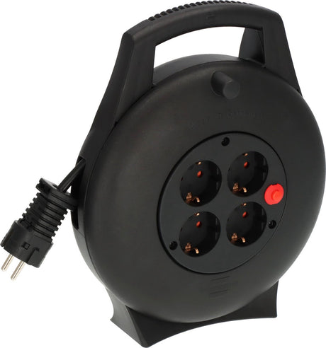 Brennenstuhl vario line kabelhaspel 4-voudig mini-stroomhaspel (verlengsnoer voor huishoudelijk gebruik, 10m kabel, made in germany)