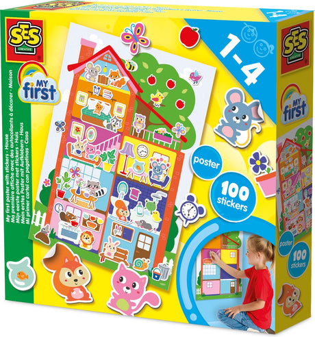 Ses creative my first poster met stickers - huis inrichten - vanaf 1 jaar - 100 stuks - stickeren - motorische ontwikkeling - schoencadeautjes sinterklaas
