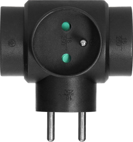 Orno - uitbreidingsstekker - 3-voudig - zwart - 2p+z