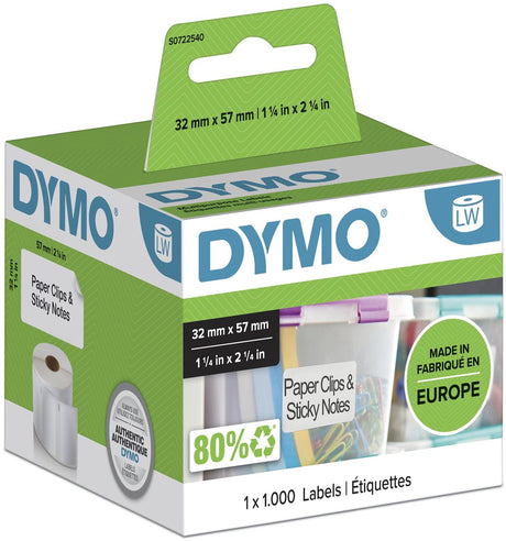Dymo etiketten labelwriter ft 57 x 32 mm (1000 stuks)
