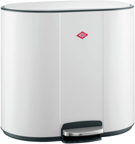 Wesco multicollector 2 prullenbak afvalscheiding (2x25 liter) | 50 liter | metaal - mat wit | duo pedaalemmer met soft close en geurfilter