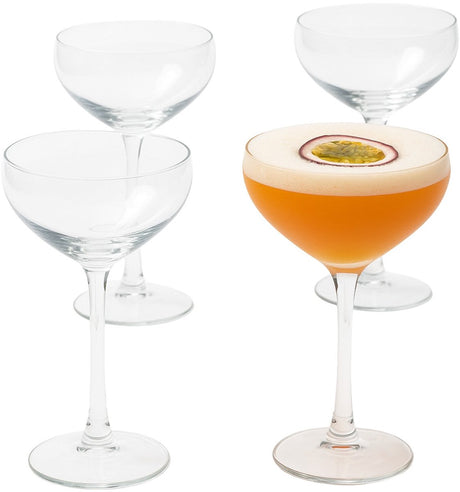 Alpina cocktailglazen set 4 stuks 24cl - cocktailglas voor feestjes en mixdranken - glazenset voor cocktails en aperitief - o.a espresso en pornstar martini - transparant glas - vaatwasserbestendig
