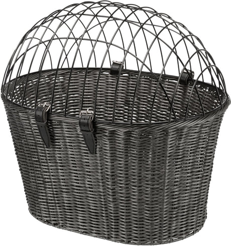 Trixie - stuur fietsmand met draadkap - antraciet - 44x34x41 cm