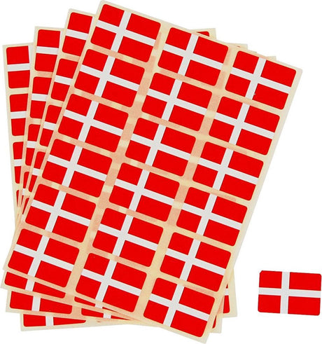 Creativ company stickers vlag - deense vlag stickers - zelfklevende rode witte stickervellen - diy decoratie voor kaarten maken scrapbooking - 72 stuks