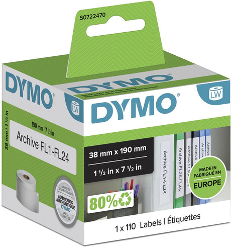 Dymo etiket ordner smal 99018 38x190mm wit 110 stuk