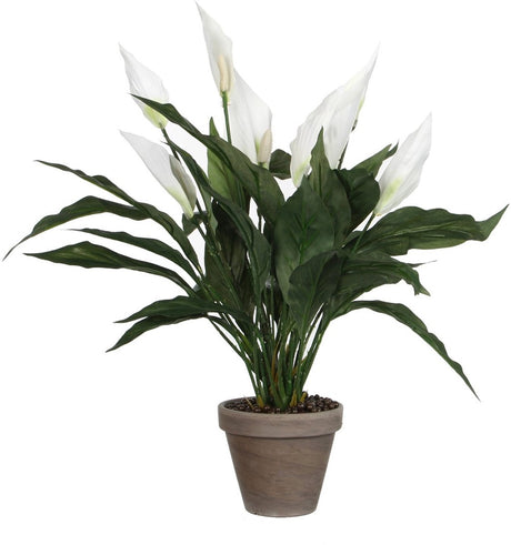 Mica decorations spathiphyllum kunstplant in bloempot stan - h50 x ø40 cm - wit
