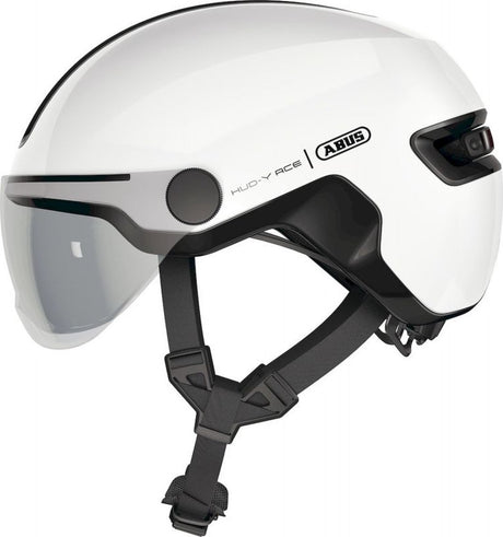 Abus fietshelm hud-y ace shiny white s - 51-55 cm - wit - geschikt voor gebruik op elektrische fietsen - stadsfietsen - 400 g s