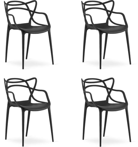 Leobert set van 4 stoelen kato zwart – moderne eetkamerstoel met uniek design – ergonomisch ontwerp – comfortabele zitting – lichtgewicht stevig – geschikt voor woonkamer, keuken en kantoor – draagvermogen tot 110 kg