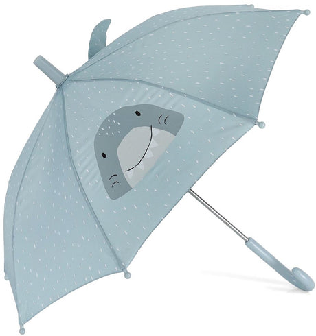 Trixie paraplu kinderen mr. shark - kinderparaplu met haaidesign - regenparaplu voor school en uitstapjes - grijs