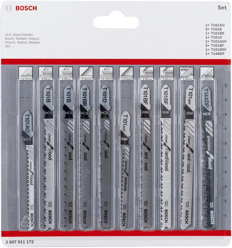 Bosch accessories 2607011172 decoupeerzaagbladenset clean precision, 10-delig 10 stuk(s)