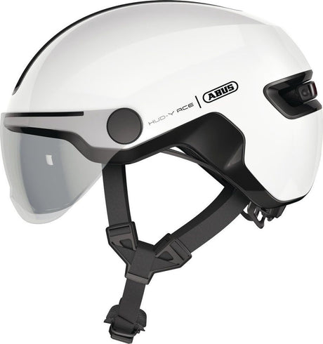 Abus fietshelm hud-y ace shiny white m - 54-58 cm - wit - geschikt voor gebruik op elektrische fietsen - stadsfietsen - 430 g