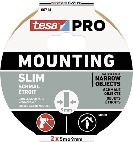 Tesa mounting pro schmal 66714-00000-00 montagetape wit (l x b) 10 m x 9 mm 2 stuk(s)