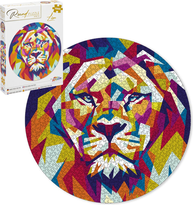 Grafix ronde puzzel 1000 stukjes voor volwassenen | leeuw | legpuzzel | diameter 68 cm | geschikt voor kinderen vanaf 14 jaar