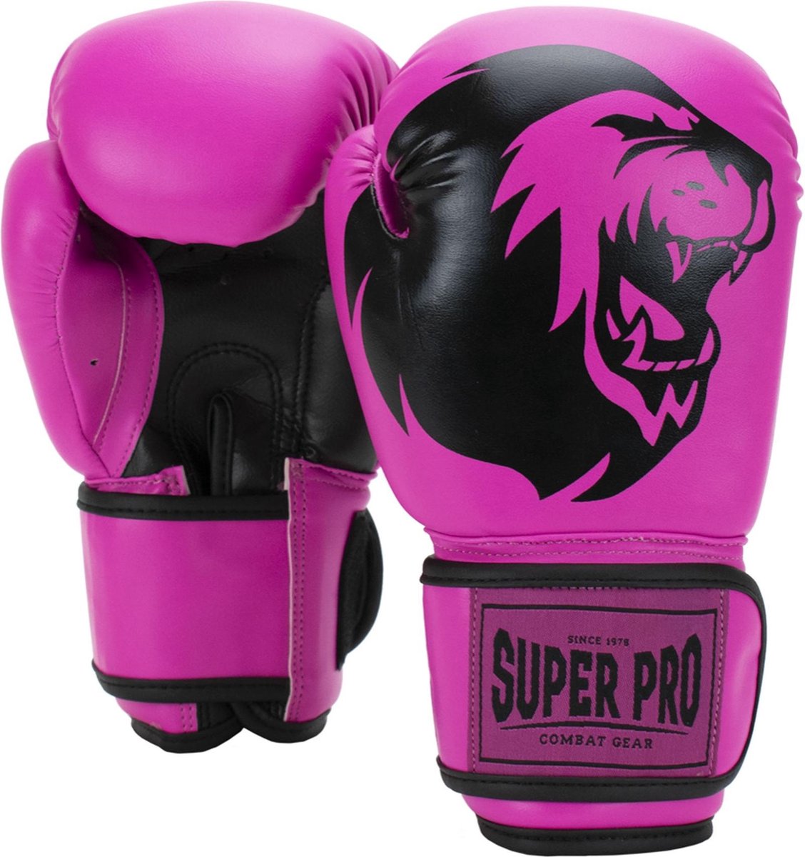 Super pro combat gear talent (kick)bokshandschoenen roze zwart 6oz