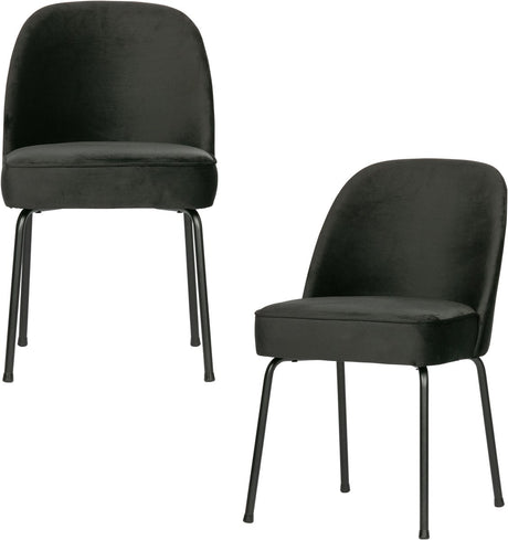 Woood vogue eetkamerstoelen - velvet stof - zwart - set van 2