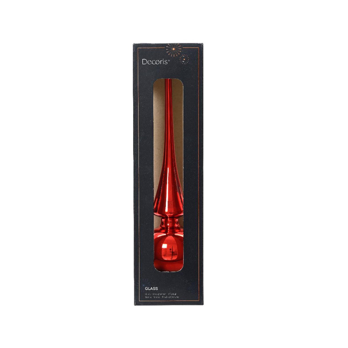 Decoris piek glas glans kerstrood dia6x26cm