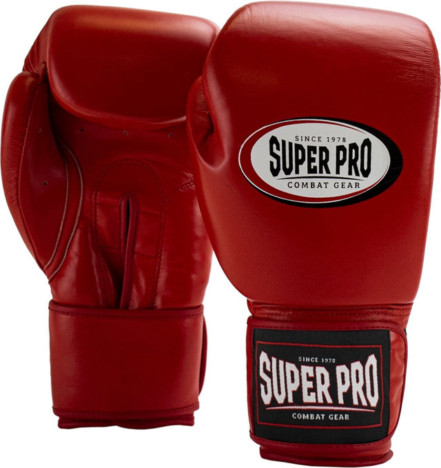 Super pro combat gear thai-pro lederen (thai)bokshandschoenen rood 12oz