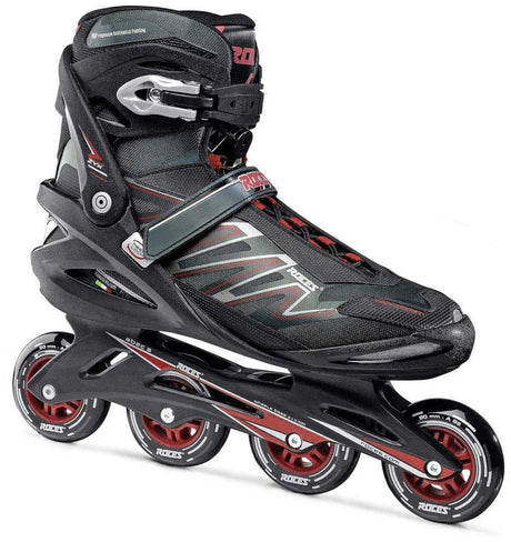 Roces big zyx 90 heren skeelers - 4x90mm wielen - fitness speed inline skates - zwart rood - maat 50