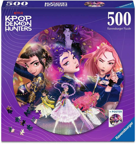 Ravensburger - legpuzzel - kpop demon hunters - ronde puzzel 500 stukjes