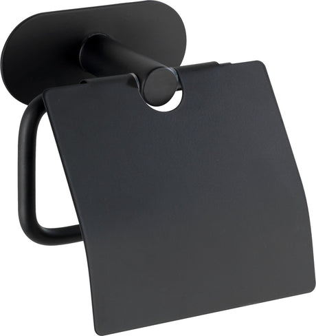 Wenko turbo-loc® toiletrolhouder met klep orea rvs zwart mat - toiletpapier houder - wc rolhouder - bevestigen zonder boren - zelfklevend - 10 jaar garantie