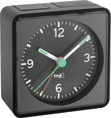 Tfa dostmann 60.1013.01 wekker quartz zwart alarmtijden: 1 fluorescerende wijzers
