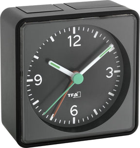 Tfa dostmann 60.1013.01 wekker quartz zwart alarmtijden: 1 fluorescerende wijzers