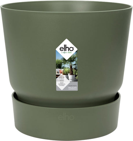 Elho greenville rond 20 - bloempot voor buiten met waterreservoir - 100% gerecycled plastic - ø 19.5 x h 18.4 cm - blad groen