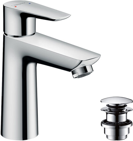 Hansgrohe talis e - wastafelmengkraan - ééngreeps bediening - met afvoerplug - 110mm maat - chroom