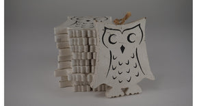 Wooden owl 10x10cm 10pc white