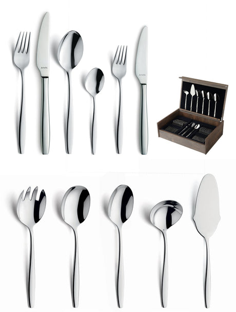 Amefa florence 78-delige bestekset – 12 personen –zilver – in luxe houten cassette-hoogwaardig 18 10 chroomnikkelstaal