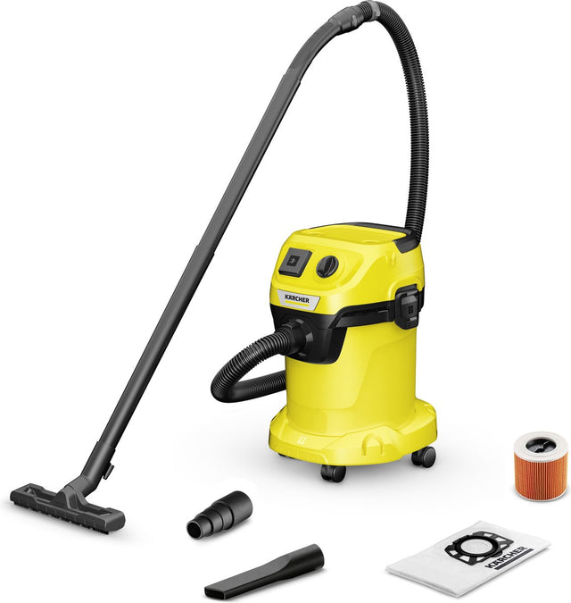 Karcher kärcher wd3 p v-17 4 20 nat- en droogzuiger - 1000w - geïntegreerd stopcontact - vuilreservoir 17l - stroomkabel 4m