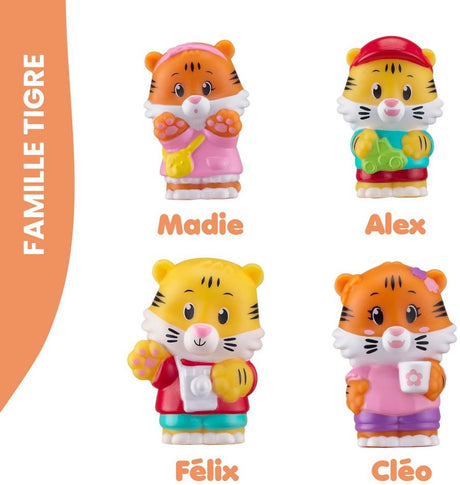 Klorofil speelset familie “tijger” – poppetjes set – félix, cléo, madie en alex – vanaf 18 maanden – 4-delig