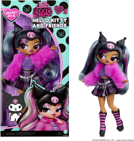 L.o.l. surprise! o.m.g.™ loves hello kitty® and friends – kuromi™ – modepop geïnspireerd op een hello kitty® and friends-personage - spelen en tentoonstellen!