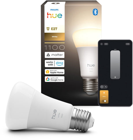 Philips hue led lamp - lichtsterkte 1100 lumen - e27 fitting - bevat 1 lamp - zachtwit licht - standaard lampvorm - slimme verlichting