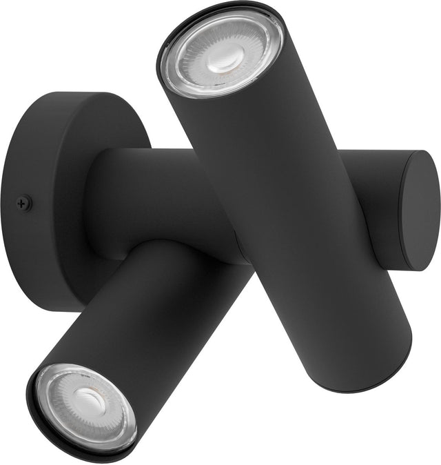 Eglo fossignano wandlamp buiten - led - 25.3 cm - zwart helder - kantelbaar