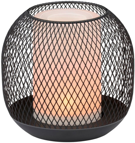 Arti casa grundig solar tafellamp - zwarte metalen lantaarn - ip44 weerbestendig - ø13x14 cm