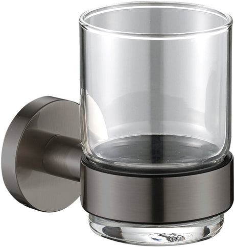 Plieger vigo bekerhouder – glazen beker – bekerhouder badkamer – wandmontage – 10 jaar garantie – geborsteld gunmetal