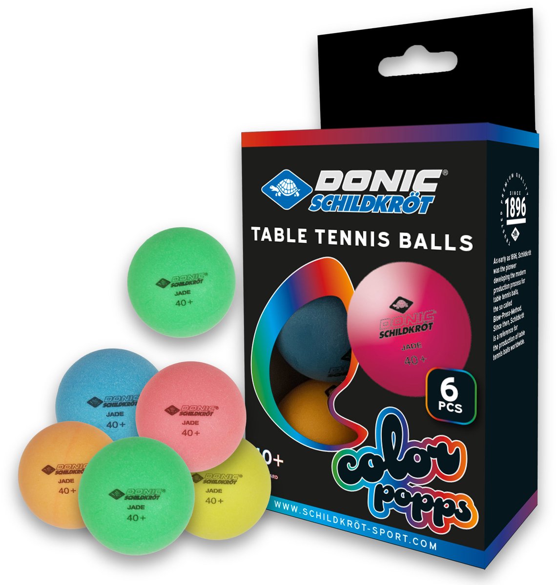 Donic schildkröt color - tafeltennisballen - 6 stuks