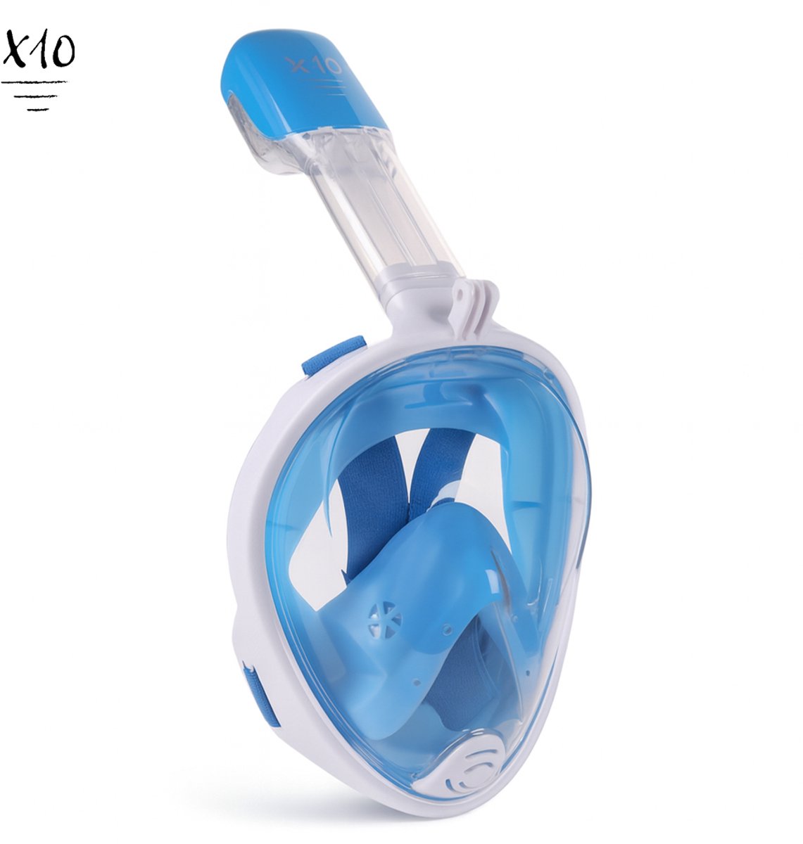 X10 snorkelmasker - duikbril - snorkel - snorkelset - full face masker - volwassenen - blauw - s m