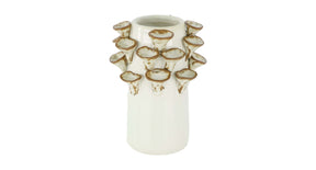 Vase mushroom ceramic 9x9x12.8cm silver white