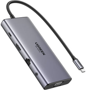 Ugreen usb-c hub voor laptop hdmi vga 2x usb-c 10gbps 4k 60hz pd rj45