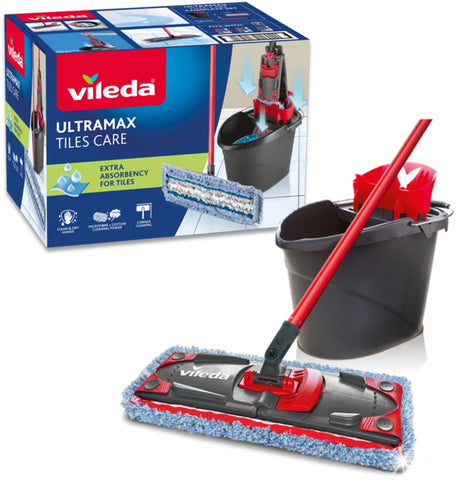 Vileda ultramax tile care dweilsysteem - complete vloerwisserset met emmer en pers - voor tegelvloeren