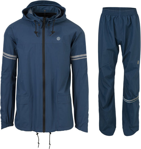 Agu original regenpak uniseks waterdicht - teal blauw - waterkolom 5.000 mm - jas en broek - inclusief opbergtasje