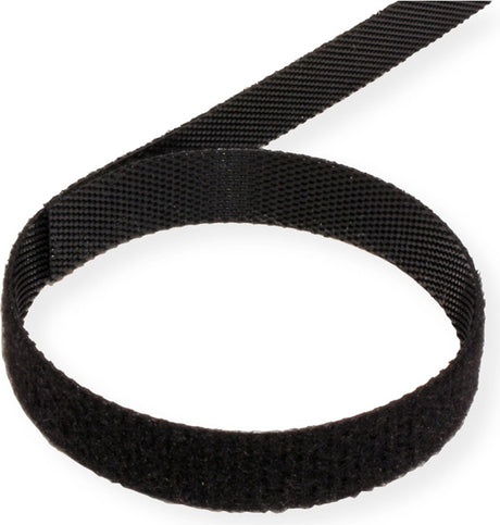 Value klittenband op rol, 10mm, zwart, 25 m