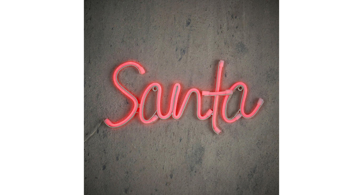 Neon light rood santa 120led batt en timer - l39xb18,5cm