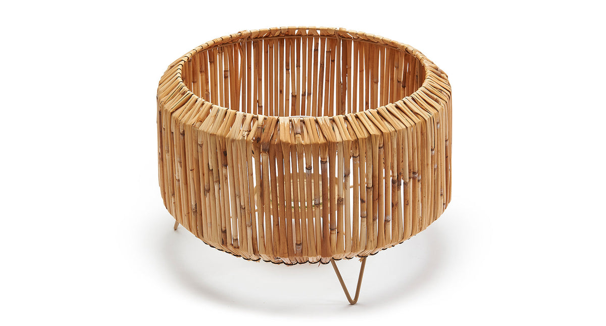 Reed lantern round ø32x21cm natural + glass