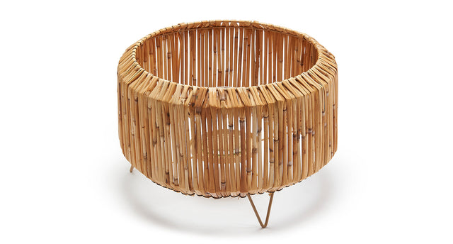 Reed lantern round ø32x21cm natural + glass