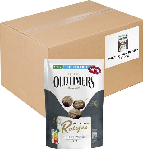 Oldtimers oldtimer salmiak rotsjes suikervrij zakje (12x 100 gr)